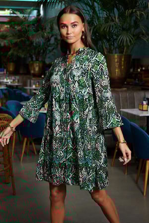 Autumn dress with abstract print Green S h5 Picture3