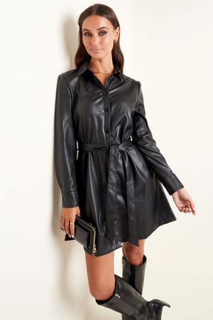 Robe en PU avec boutons-pression Noir S h5 Image7