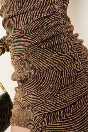 Jurk off-shoulder met glitter draad - Holiday essentials Zwart & Goud kleur S h5 Afbeelding4