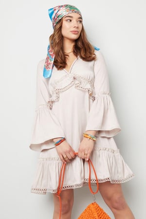 Kleid mit Rüschen Beige S h5 Bild4