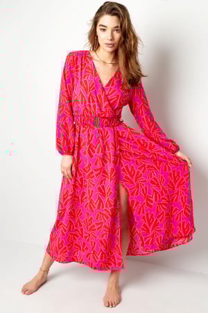 Maxi vestido estampado colorido con cinturón Amarillo S h5 Imagen4