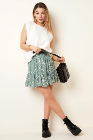 Blauwe rok met abstracte print XS h5 Afbeelding4