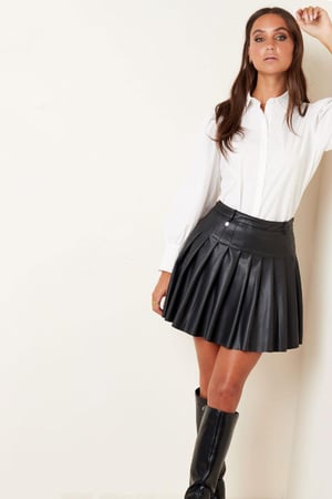 Jupe en PU à plis Noir S h5 Image7