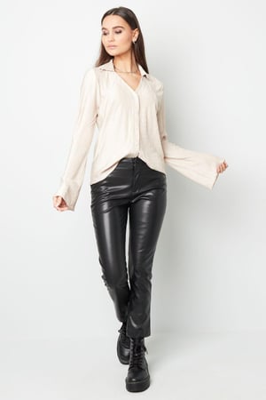 Blouse met structuur Crème S h5 Afbeelding3