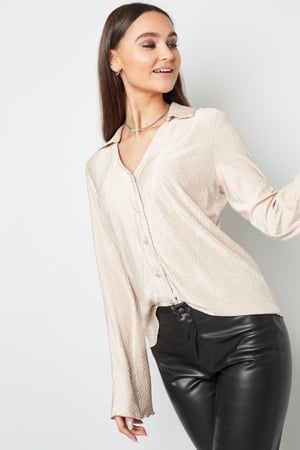 Blouse met structuur Crème S h5 Afbeelding6