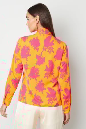 Bluse mit buntem Print zum Bindekragen Fuchsia & Gelb S h5 Bild7