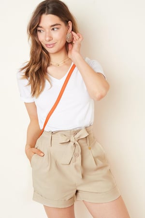Paperbag-Shorts mit hoher Taille Schwarz S h5 Bild3