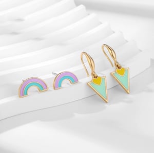 1 Pair Romantic Series Color of Macaron Rainbow Shape Drop Oil Alloy Women's Drop Earrings h5 Picture2