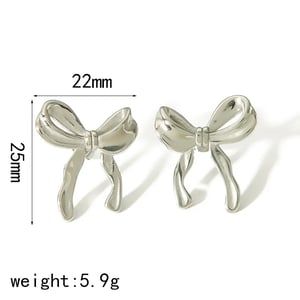 1 pair of creative and fashionable  gold-plated stainless steel irregular geometric bow earrings for women for daily wear h5