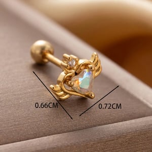 1 Piece Simple Series Simple Heart Titanium Steel No Plating Material Zircon Women Stud Earrings h5
