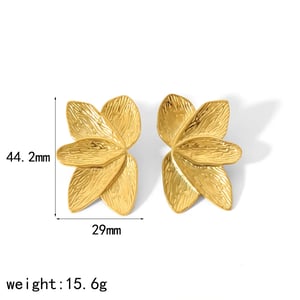1 pair of personalized fashion  gold-plated stainless steel metal flower leaf earrings for women's jewelry for daily wear h5