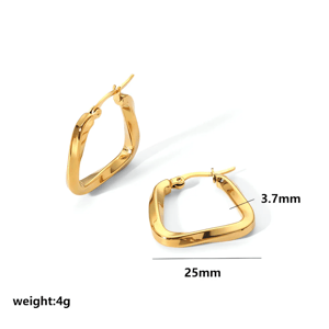 1 pair of simple and fashionable  gold-plated stainless steel irregular geometric hoop earrings for women's jewelry for daily wear h5