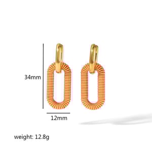 1 Paar kreative und modische rechteckige Ohrringe aus 18 Karat vergoldetem Edelstahl mit geometrischem Faden für Damen zum täglichen Tragen h5 