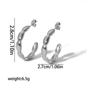 1 pair of simple and fashionable  gold-plated stainless steel geometric smooth C-shaped earrings for women's jewelry for daily wear h5