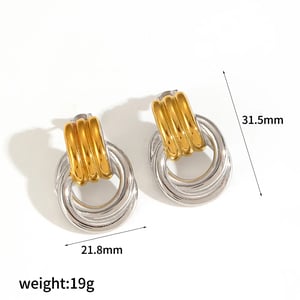 1 pair simple series daily stainless steel  gold plated women stud earrings h5