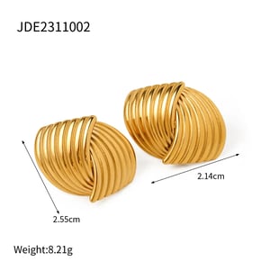 1 pair fashion simple style commute geometric stainless steel  gold plated women's stud earrings h5