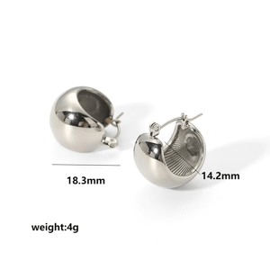 1 pair of simple classic  gold-plated stainless steel polished spherical earrings for women's jewelry for daily wear h5 Picture7
