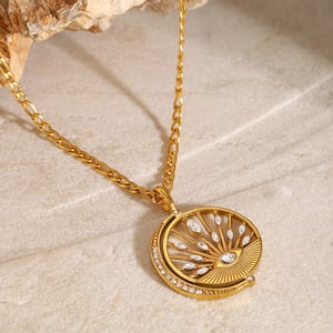 1 piece simple series retro eye stainless steel  gold plated zircon women pendant necklaces h5 Picture4