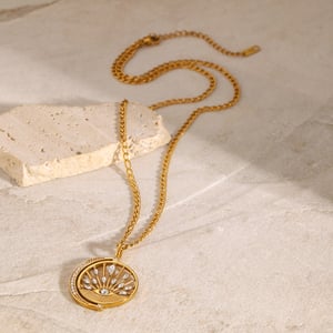 1 piece simple series retro eye stainless steel  gold plated zircon women pendant necklaces h5 Picture5