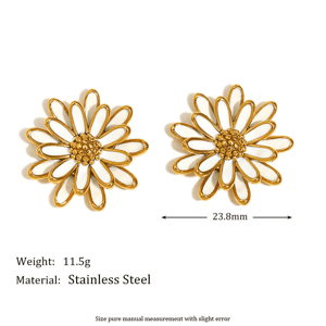 1 Pair Romantic Series Natural Flower Stainless Steel   Gold Color  Women's Stud Earrings h5 Picture9