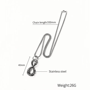 1 pezzo di collana da uomo in acciaio inossidabile con serpente vintage h5 Immagine5