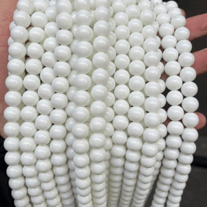 1 Strang täglich ringförmige weiße Glasperlen Schmuckperlen h5 Bild2