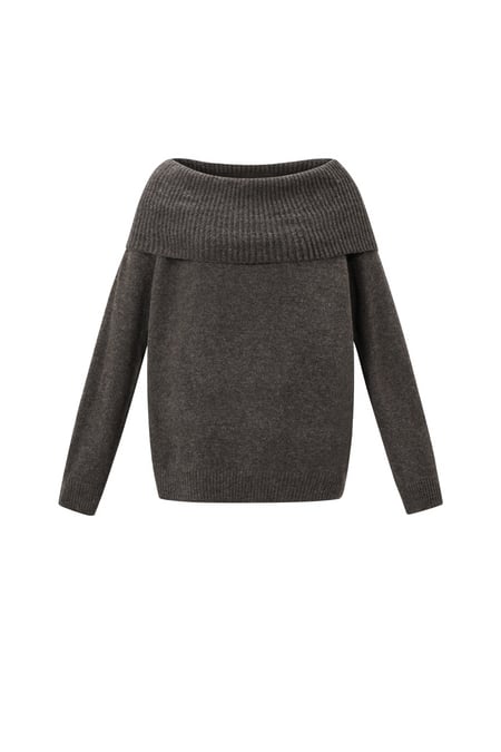 Knitted Polyester Fiber Women's Off-Shoulder Sweater Elegant Solid Color 2