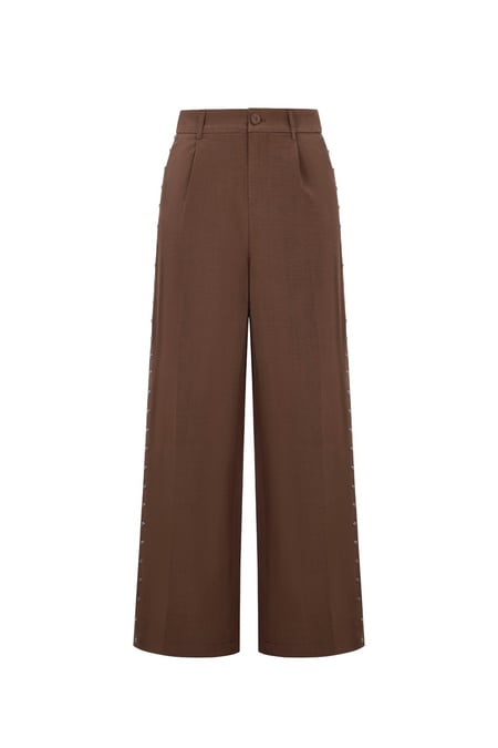 Woven Polyester Fiber Women's Wide Leg Pants Elegant Solid Color Fall/Winter 2