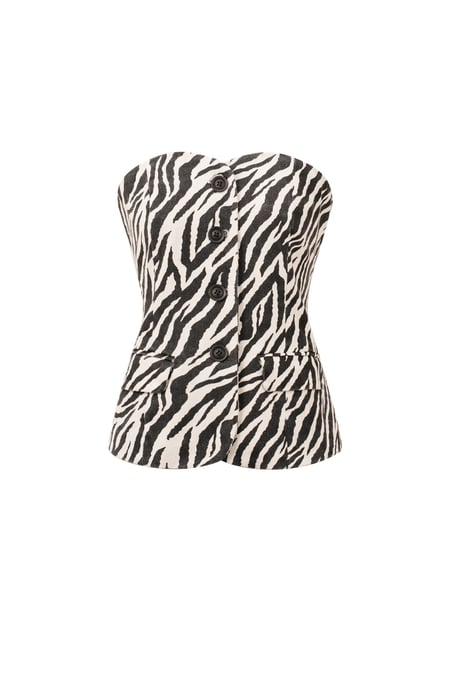 Cotton Women's Sleeveless Top Zebra Print Button Front 2