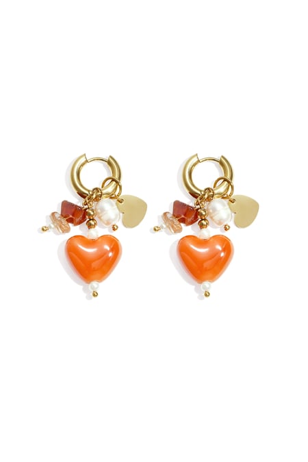 Earrings with beads and heart charms 2