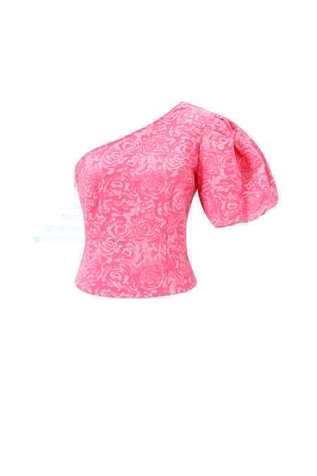 Woven Polyester Fiber Women's One-Shoulder Top Elegant Floral Print 2