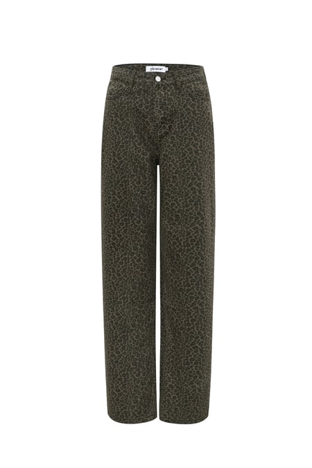 Woven Cotton Women's Straight Leg Pants Leopard Print Fall/Winter 2