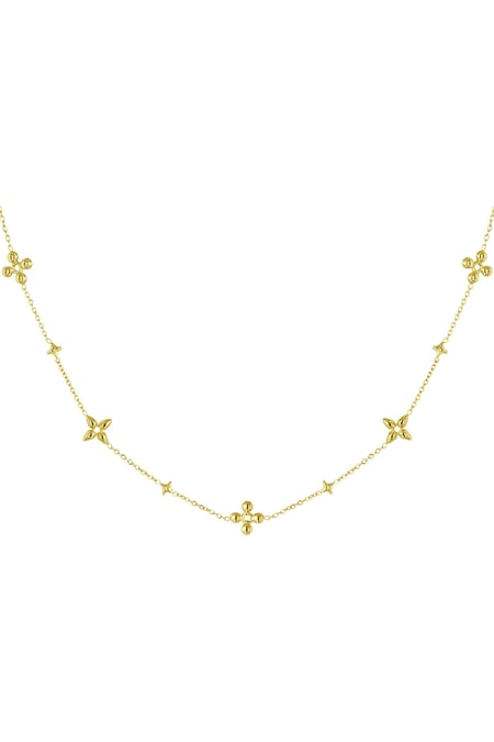 Blumen-Party-Halskette – Goldfarbe  - Goldfarbefarbe 2