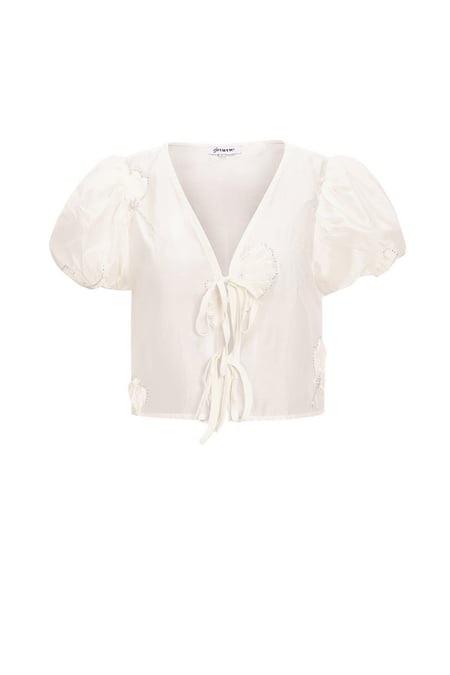 Organic Cotton Woven Damen Kurzarm Oberteil Bohemian Floral Print Bow 2