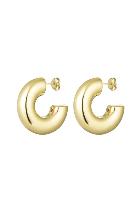 Ear studs half round basic large Gold Color Stainless Steel 2