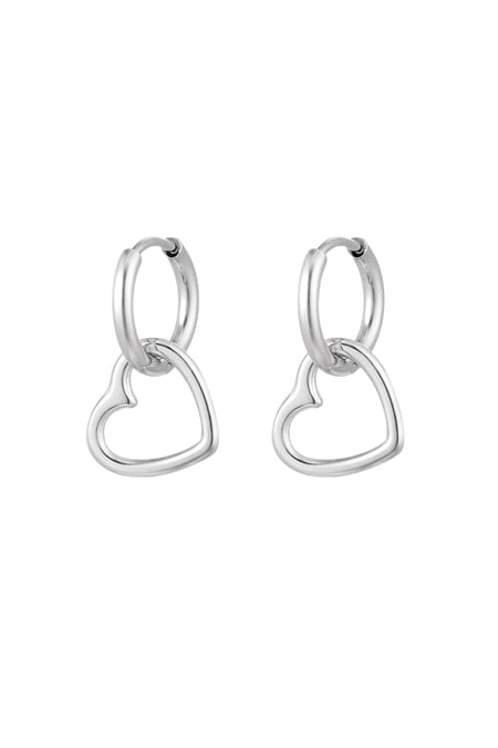 Earrings basic heart - Silver Color color