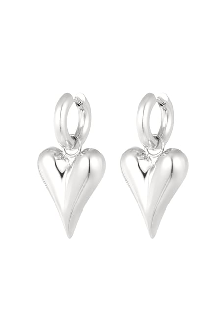 Earrings with heart pendants large - Silver Color color 2