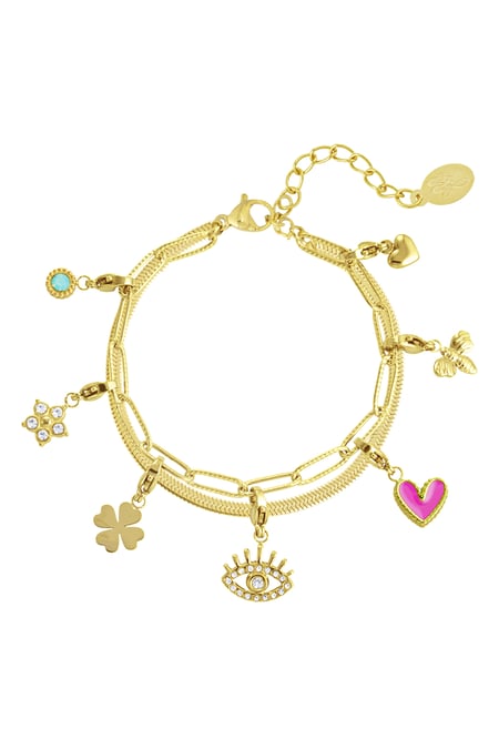 Charm-Armband „Augen auf dich“ – Goldfarbe - Goldfarbefarbe 2