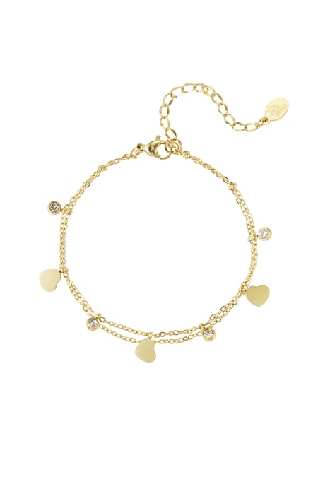 Charm-Armband mit Herzen und Diamanten – Goldfarbe - Goldfarbefarbe 2