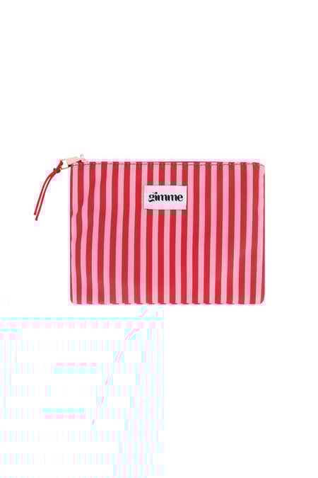 Plat toilettasje dunne streep - Roze rood 2