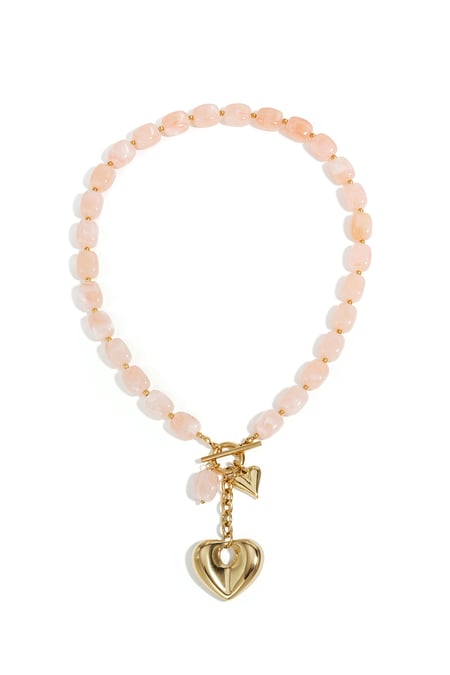 Squoval beaded necklace hanging heart 2