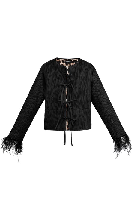 Federjacke mit schwarzem Panther-Print 2