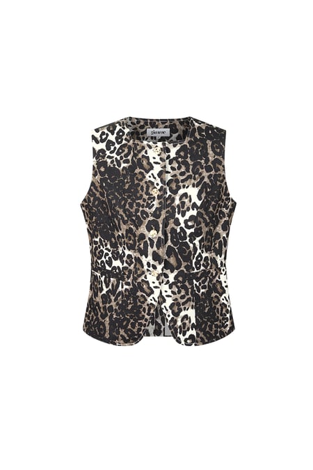 Cotton Women's Sleeveless Top Leopard Print Button Front 2