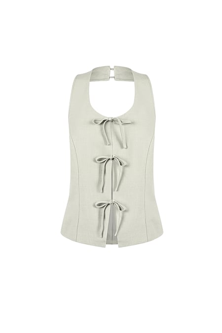 Woven Polyester Fiber Women's Sleeveless Top Casual Bow Detail 2