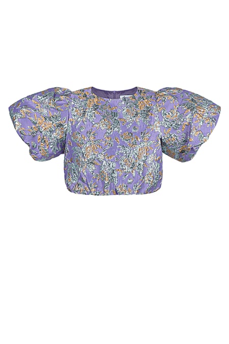 Polyester Women's Short Sleeve Top Puff Sleeve Floral Print 2