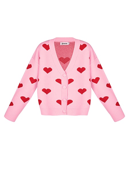 Viscose Knitted Women's Cardigan Cute Heart Pattern Fall/Winter 2