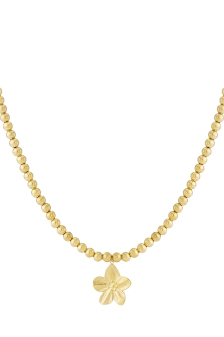 Çiçekli 8mm içi boş boncuk kolye 2