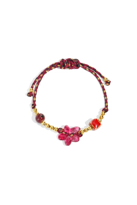 Pulseras de cuentas de poliéster con diseño de flores, estilo casual, diario, serie sencilla, joyería para mujer 2
