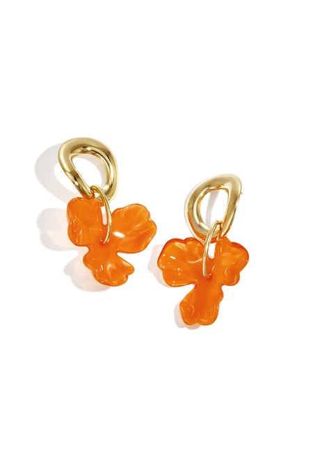 Round earrings with hanging flower 2