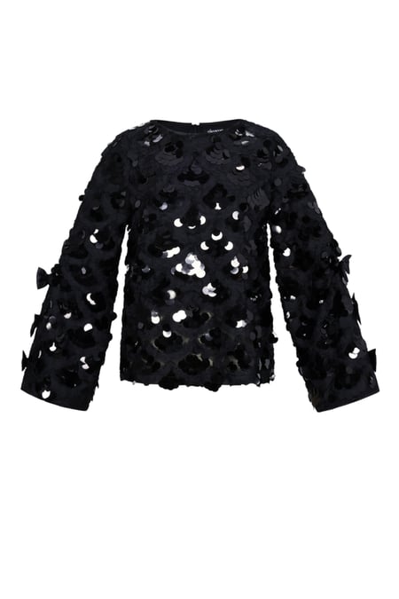 Woven Polyester Fiber Women's Long Sleeve Tops Elegant Sequins Statement 2